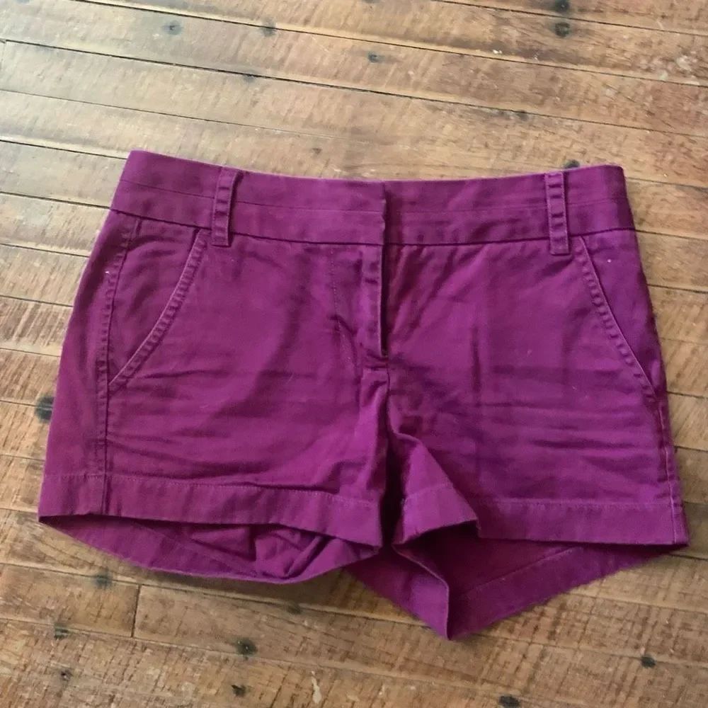 J Crew flat front perfect chino maroon 00 preppy shorts